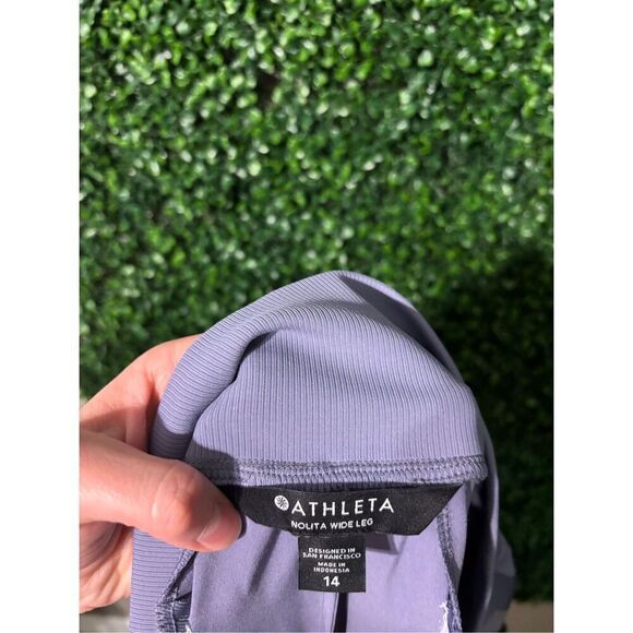 Athleta Pants Womens 14 Nolita Wide Leg Tempest Violet High Rise Side Stripe Poc - Picture 6 of 7